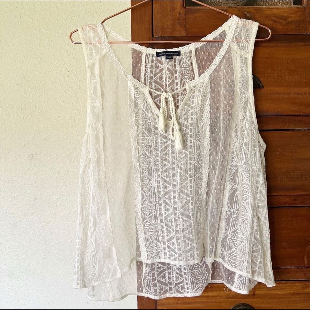 Sheer lace top Cottagecore airy fairy layering top